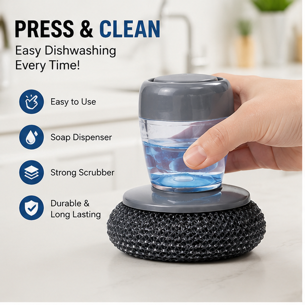 Press & Scrub 3-in-1 Dish Scrubber