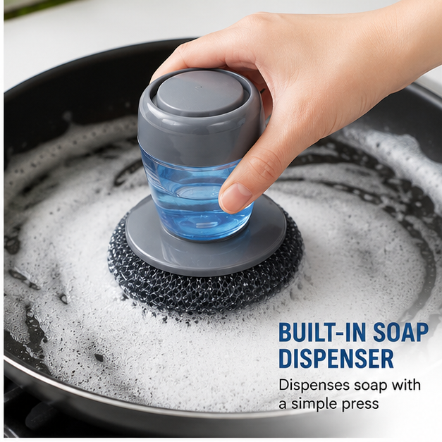 Press & Scrub 3-in-1 Dish Scrubber