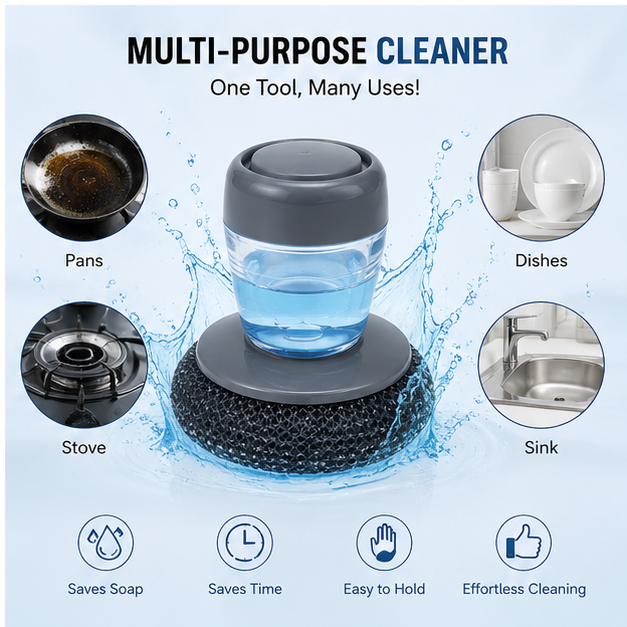 Press & Scrub 3-in-1 Dish Scrubber